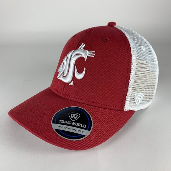 Washington State Cougars NCAA Red Top of the World Snapback Trucker Hat New - Picture 1 of 5